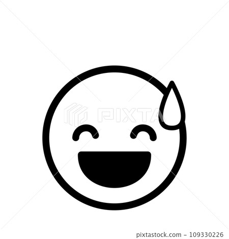 冷汗表情符號圖示面部表情簡單的白色背景向量 冷汗表情符號圖示面部表情簡單的白色背景向量 109330226