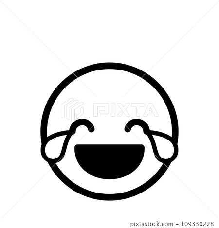 Happy crying emoji icon face expression simple white background vector 109330228