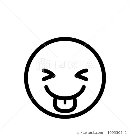 Eyes closed and tongue sticking out emoji icon face expression simple white background vector 109330241