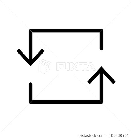 Vector line icon arrow replace pointing in one direction on a black outline. Switch and transfer of data with reverse sign on web illustration. Flip and send refund information to business transaction 109330505