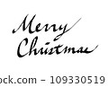 English cursive Merry Christmas handwritten calligraphy on white background 109330519