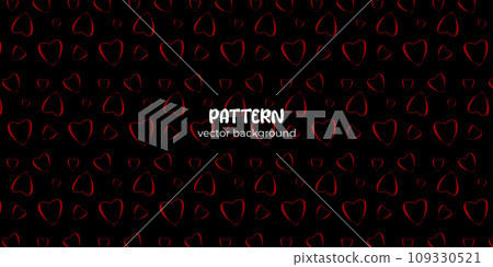 Pattern with red contour hearts, background for posters, stories, product advertisements, booklets, leaflets 109330521