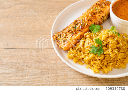 masala rice with salmon tandoori 109330788