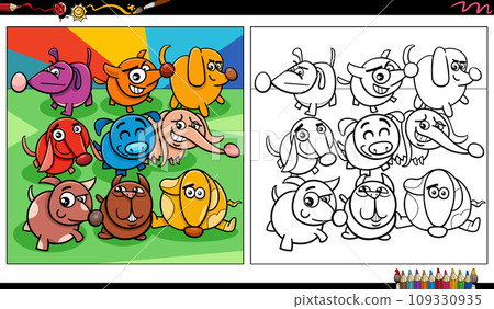 cartoon colorful dogs animal characters group...-插圖素材 [109330935] - PIXTA圖庫
