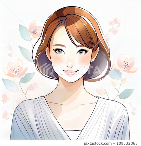 一名女性化妝和護膚的插圖 一名女性化妝和護膚的插圖 109332065
