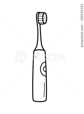 Doodle icons for oral and dental care. Vector illustration electric toothbrush. Isolated on a white background. Doodle icons for oral and dental care. Vector illustration electric toothbrush. Isolated on a white background. 109332281