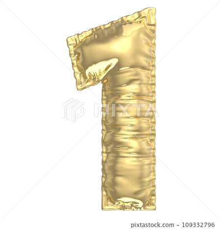 Number With Font 3D Gold Render 109332796