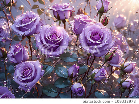 Illustration of a rose with drops AI generated image Illustration of a rose with drops AI generated image 109332978