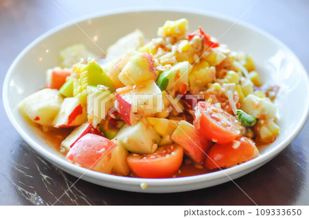 fruit salad, apple and corn salad or spicy salad or spicy fruit salad 109333650