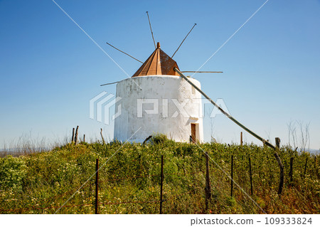 Old mill of Vejer de la Frontera, Spain, Andalusia region, Costa de la Luz, Cadiz district, White Towns, Iberian Peninsula, Old town. Ruta de los Pueblos Blancos Old mill of Vejer de la Frontera, Spain, Andalusia region, Costa de la Luz, Cadiz district, White Towns, Iberian Peninsula, Old town. Ruta de los Pueblos Blancos 109333824