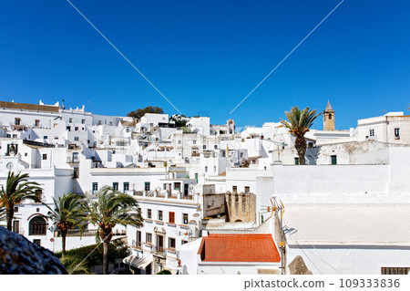 Beautiful view on Vejer de la Frontera, Spain, Andalusia region, Costa de la Luz, Cadiz district, White Towns, Iberian Peninsula, Old town. Ruta de los Pueblos Blancos Beautiful view on Vejer de la Frontera, Spain, Andalusia region, Costa de la Luz, Cadiz district, White Towns, Iberian Peninsula, Old town. Ruta de los Pueblos Blancos 109333836