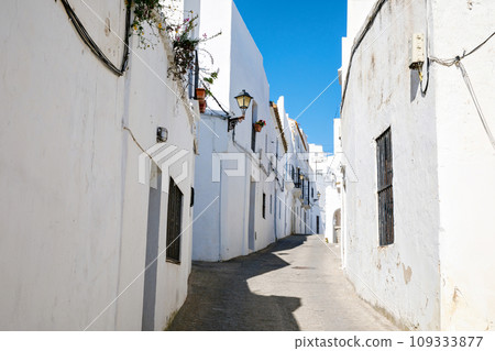 Beautiful streets of Vejer de la Frontera, Spain, Andalusia region, Costa de la Luz, Cadiz district, White Towns, Iberian Peninsula, Old town. Ruta de los Pueblos Blancos Beautiful streets of Vejer de la Frontera, Spain, Andalusia region, Costa de la Luz, Cadiz district, White Towns, Iberian Peninsula, Old town. Ruta de los Pueblos Blancos 109333877