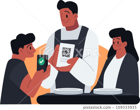 Restaurant Payment with Smartphone Vector Illustrations 109333935