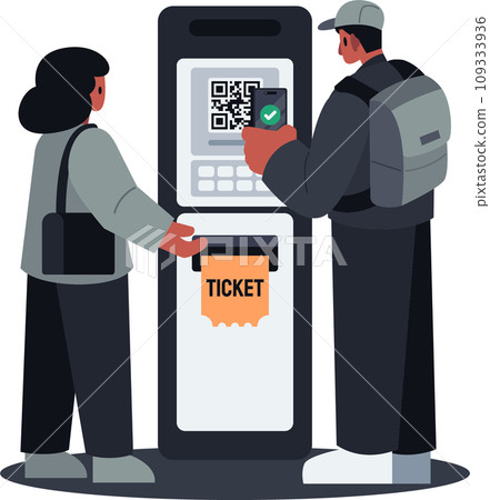 Ticket Kiosk Contactless Payment Buying Tickets Vector Illustrations Ticket Kiosk Contactless Payment Buying Tickets Vector Illustrations 109333936