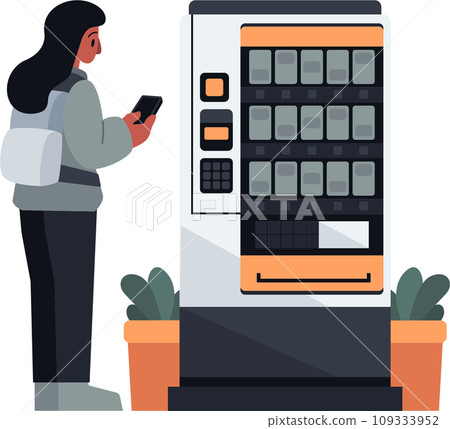 Vending Machine Purchases Contactless Payment Vector Illustrations Vending Machine Purchases Contactless Payment Vector Illustrations 109333952