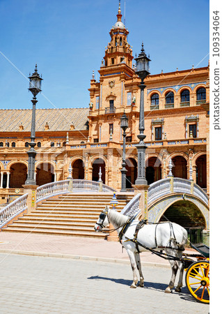 Panoramic view of Plaza de Espana in Seville, Andalusia, Spain Panoramic view of Plaza de Espana in Seville, Andalusia, Spain 109334064