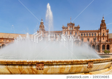 Panoramic view of Plaza de Espana in Seville, Andalusia, Spain Panoramic view of Plaza de Espana in Seville, Andalusia, Spain 109334065