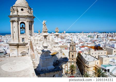 Cadiz Cathedral, Spain with an free view on the rooftops of the city 109334331
