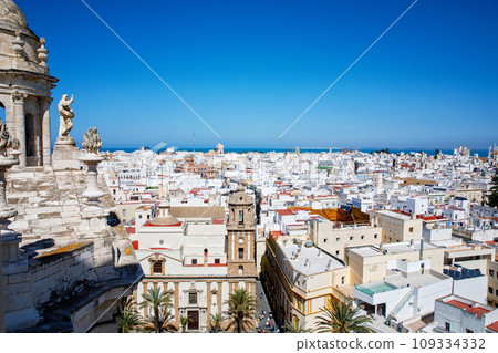 Cadiz Cathedral, Spain with an free view on the rooftops of the city 109334332
