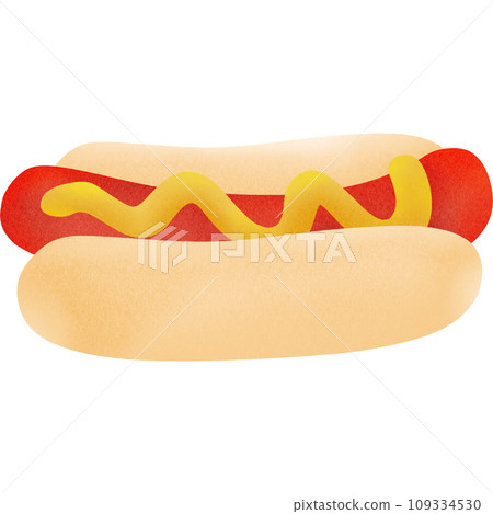 hot dog with mustard isolated hot dog with mustard isolated 109334530