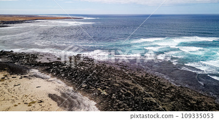 Aerial view of Popcorn Beach - Spain, Canary Islands, Fuerteventura 109335053
