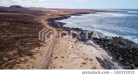 Aerial view of Popcorn Beach - Spain, Canary Islands, Fuerteventura 109335055