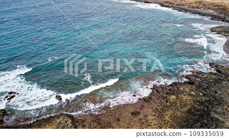 Aerial view of Popcorn Beach - Spain, Canary Islands, Fuerteventura 109335059