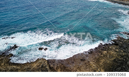 Aerial view of Popcorn Beach - Spain, Canary Islands, Fuerteventura 109335068