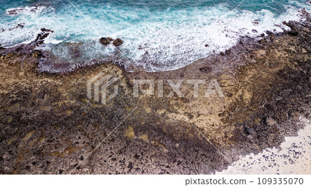 Aerial view of Popcorn Beach - Spain, Canary Islands, Fuerteventura 109335070