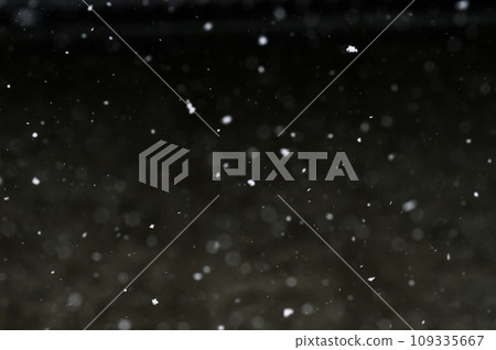Bokeh of white snow on a black background. Snowfall - design element. Bokeh of white snow on a black background. Snowfall - design element. 109335667