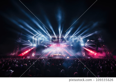 A Vibrant Concert with a Thriving Crowd Under the Open Sky 109335826