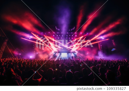 A Vibrant Concert with a Thriving Crowd Under the Open Sky 109335827