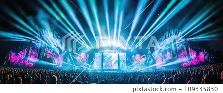 A Vibrant Concert with a Thriving Crowd Under the Open Sky A Vibrant Concert with a Thriving Crowd Under the Open Sky 109335830