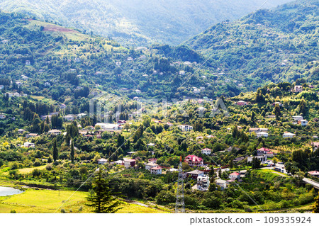 above view of Erge village in valley near Batumi 109335924