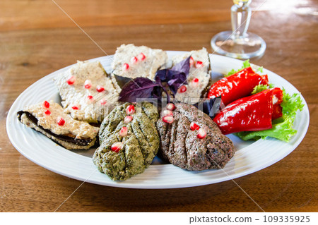 various Georgian Pkhali in local cafe in Batumi 109335925