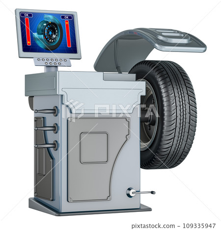 Wheel Balancing Machine, 3D rendering Wheel Balancing Machine, 3D rendering 109335947