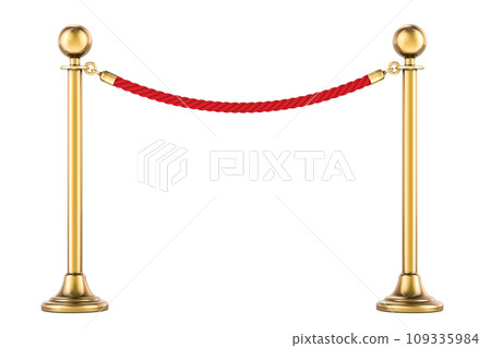 Red barrier rope, 3D rendering Red barrier rope, 3D rendering 109335984