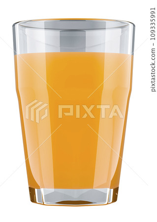 Glass of juice, orange. 3D rendering 109335991
