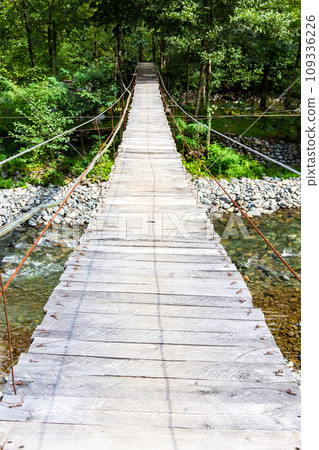 suspension bridge over Machakhela River in Adjara 109336226