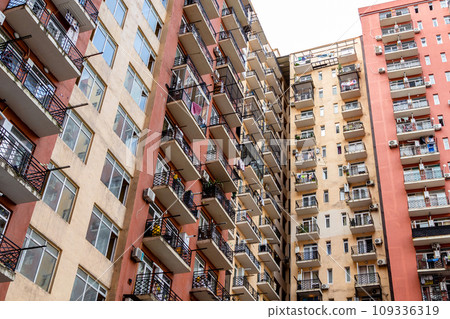 bottom view of apartment buildings in Batumi city 109336319
