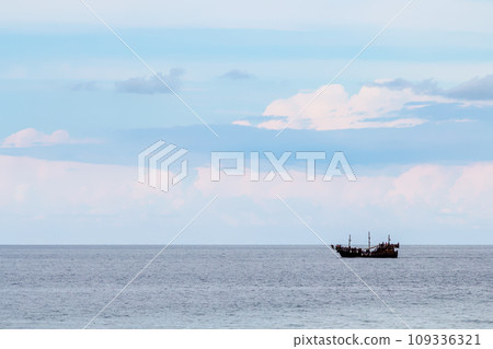 view of Black Sea from Batumi city in evening 109336321