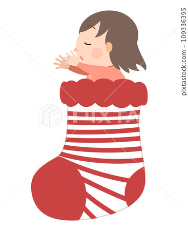 ●插畫素材：溫馨可愛的聖誕睡覺童襪 109336395