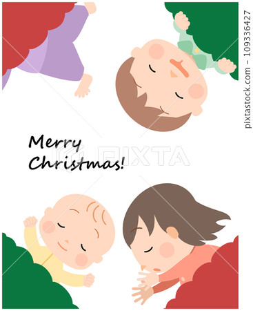 ●插畫素材：溫馨可愛的聖誕熟睡小孩 109336427