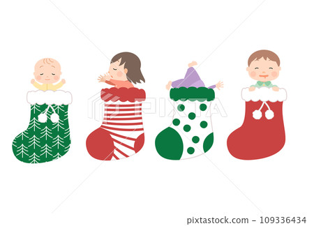 ●Illustration material: Warm and cute Christmas sleeping child socks ●Illustration material: Warm and cute Christmas sleeping child socks 109336434