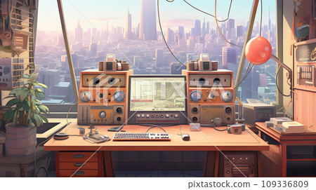 Radio/music studio background material 109336809