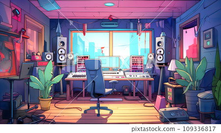 Radio/music studio background material 109336817