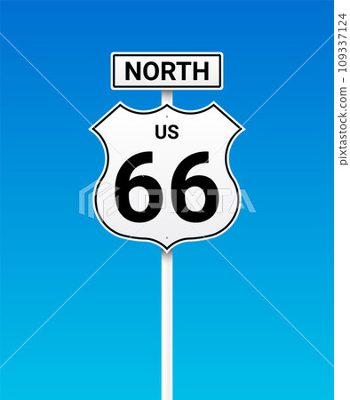US Route sign isolated on a sky gradient. Vector illustration US Route sign isolated on a sky gradient. Vector illustration 109337124