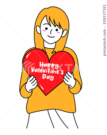 Cute woman holding heart for valentine's day 109337391