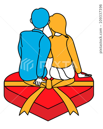 Couple cuddling over Valentine's Day presents Couple cuddling over Valentine's Day presents 109337396