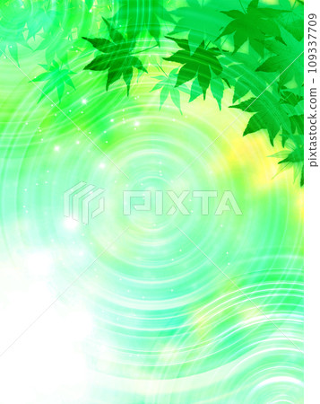 Green leaves and autumn leaves on fresh green background Green leaves and autumn leaves on fresh green background 109337709